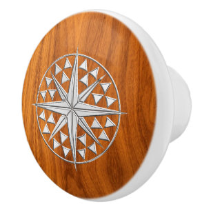 Pomo De Cerámica Compás del cromo en la impresión de madera del