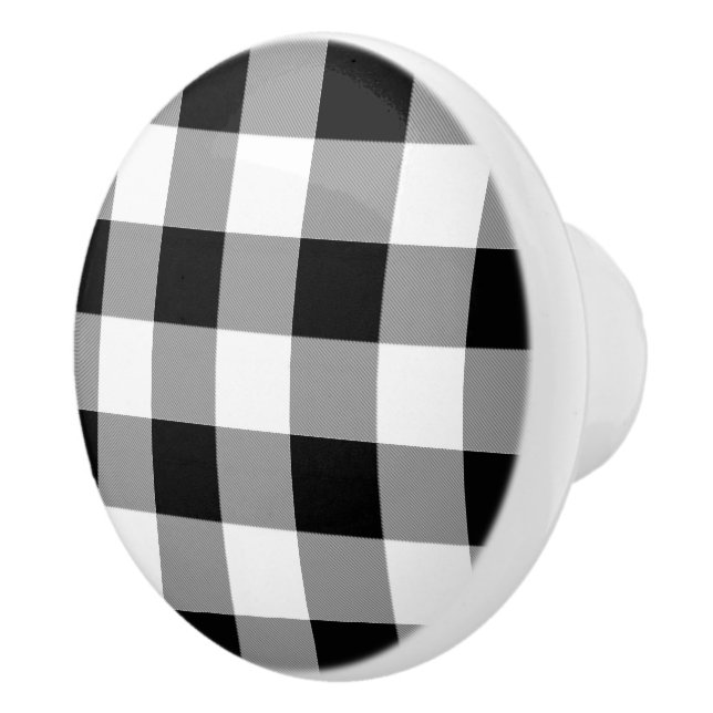 Pomo De Cerámica Comprobación de búfalo en blanco y negro (Derecha)