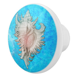 Pomo De Cerámica Conch Shell "Beach Life"