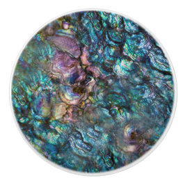 Pomo De Cerámica Concha de Abulón Iridescente Arcoíris