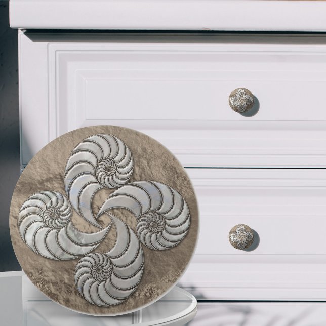 Pomo De Cerámica Concha de Nautilus Falso Nacar y Oro (Subido por el creador)