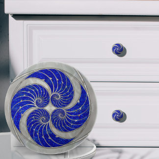 Pomo De Cerámica Concha de Nautilus Lapis Lazuli y Nacar