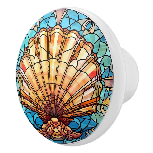 Pomo De Cerámica concha de playa elegante de cristal falso (Derecha)