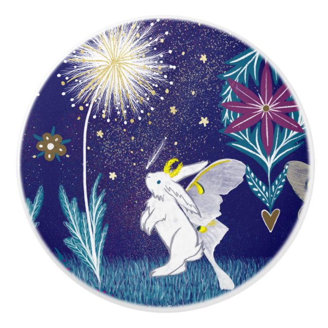 Pomo De Cerámica Conejo de polilla de hada  (Anverso)