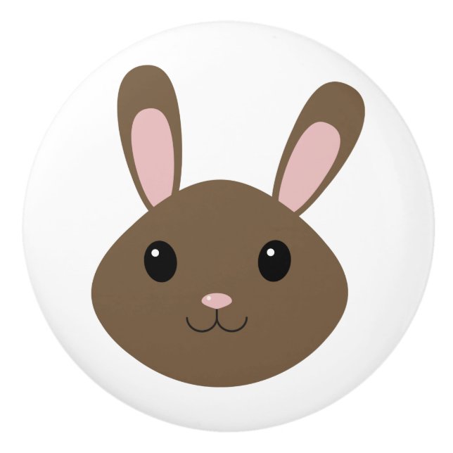 Pomo De Cerámica Conejo marrón adorable (Anverso)