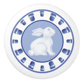 Pomo De Cerámica Conejo y Pot Chinoiserie