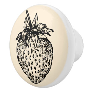 Pomo De Cerámica Confección de cajones de fresa en blanco y negro