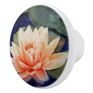 Pomo De Cerámica CONOCIMIENTO CERAMICO DE LILY DE AGUA naranja