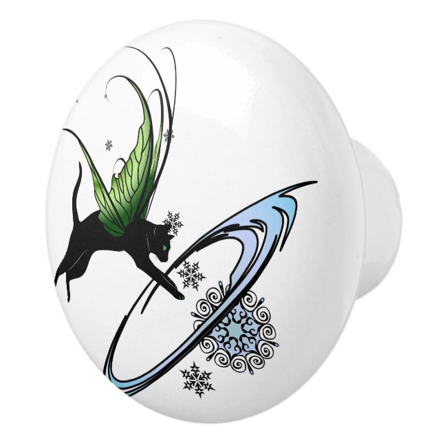 Pomo De Cerámica Copo de nieve del gato cósmico (Derecha)