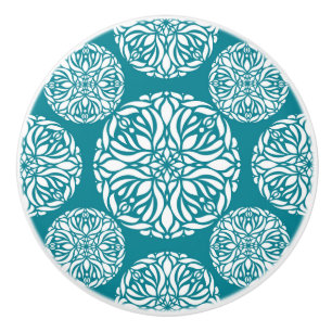 Pomo De Cerámica Copo de nieve floral del invierno