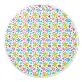 Pomo De Cerámica Copos de Nieve Coloridos Navideños Retro