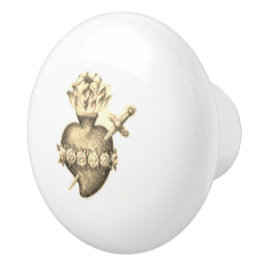 Pomo De Cerámica Cor María Vintage - Heart Mary corazón Mariens -