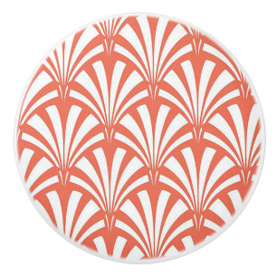 Pomo De Cerámica Coral Fizz y Abanicos Blancos