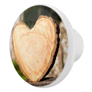 Pomo De Cerámica corazón de madera