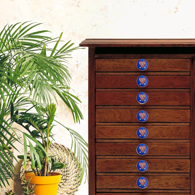 Pomo De Cerámica Corazón de Milagro Rojo y Plata Vintage con maripo (Subido por el creador)