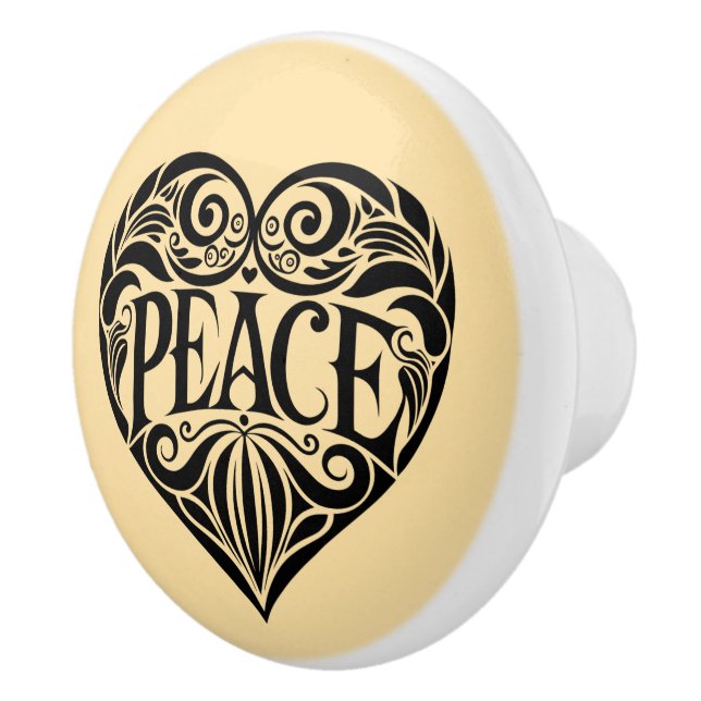 POMO DE CERÁMICA CORAZÓN DE PAZ NEGRO Y BLANCO (Derecha)