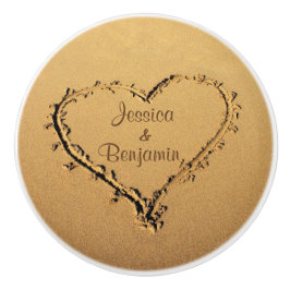 Pomo De Cerámica Corazón del amor en los nombres personalizados