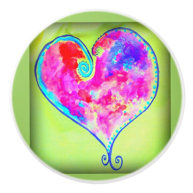 Pomo De Cerámica corazón rosa (Anverso)