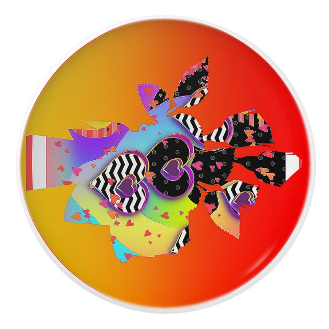 Pomo De Cerámica Corazones abstractos (Anverso)