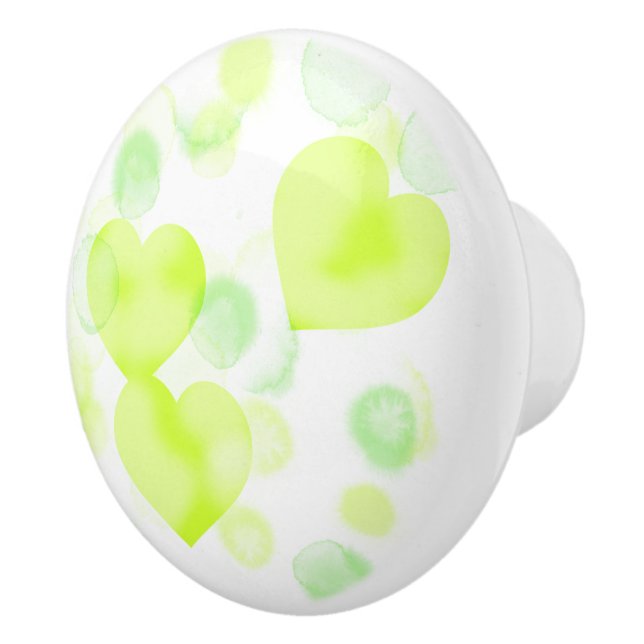 Pomo De Cerámica Corazones de amor amarillo limón (Derecha)