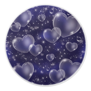 Pomo De Cerámica Corazones de Burbujas Azules Monas Chicas