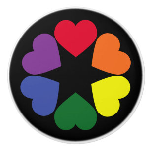 Pomo De Cerámica corazones de orgullo LGBT