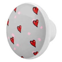 Corazones rojos en gris