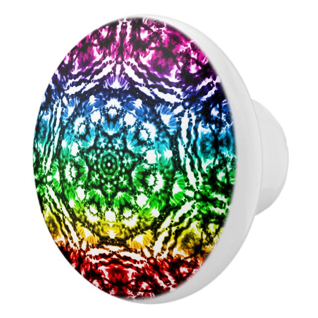 Pomo De Cerámica Corbata de arcoíris con tinte mandala estrella (Derecha)