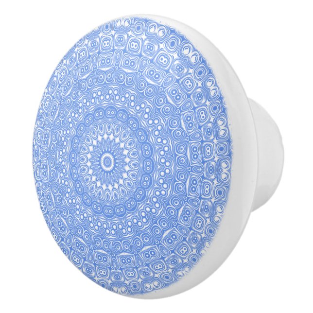 Pomo De Cerámica Cornflower Blue Symmetry Mandala (Derecha)