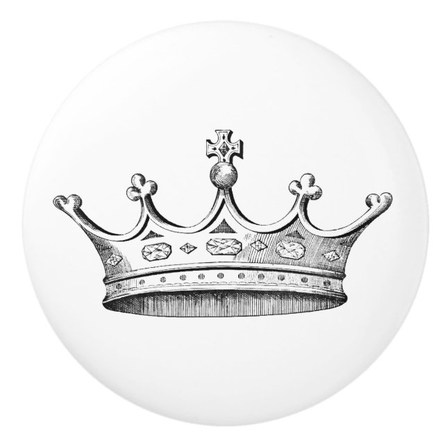 Pomo De Cerámica Corona grabada de época (Anverso)