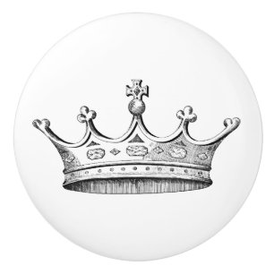 Pomo De Cerámica Corona grabada vintage
