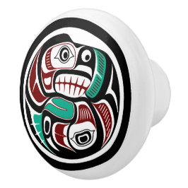 Pomo De Cerámica Costa del Pacífico Noroeste Otter persiguiendo a S