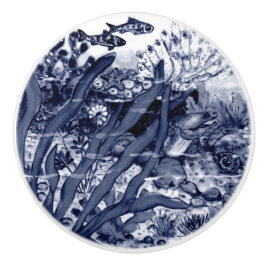 Pomo De Cerámica Costa Oscura Azul Oscuro Vida De La Ela cáscaras O