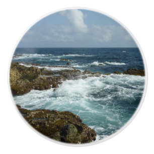 Pomo De Cerámica Costa Rocosa y Océano Azul de Aruba