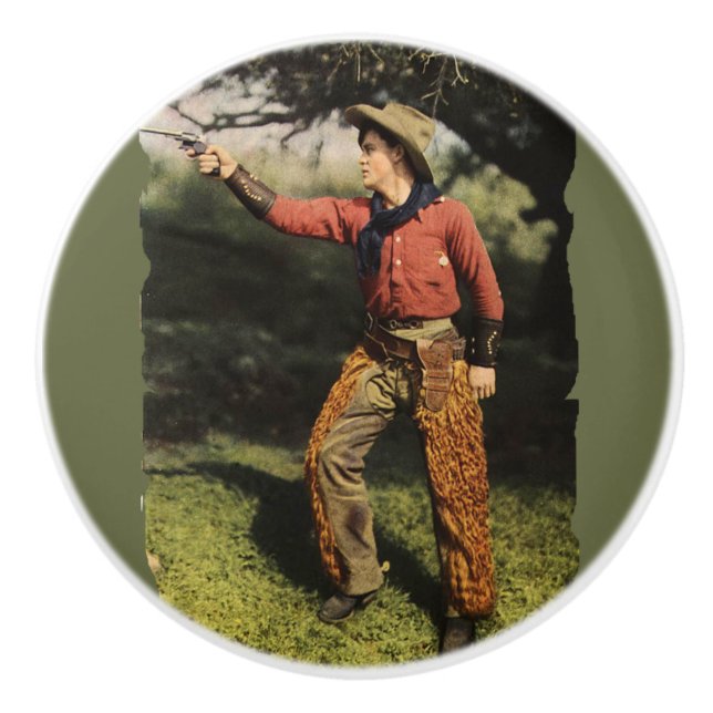 Pomo De Cerámica Cowboy Gunslinger Drake (Anverso)