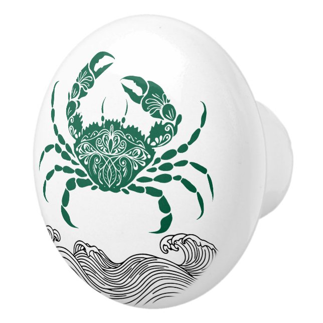Pomo De Cerámica Crab Mandala Green (Derecha)