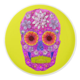 Pomo De Cerámica Cráneo 2 de la flor