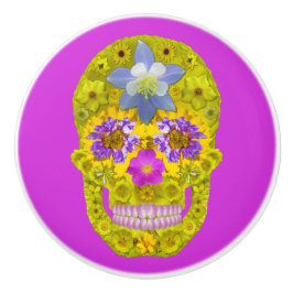 Pomo De Cerámica Cráneo 3 de la flor