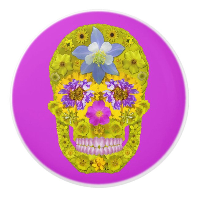 Pomo De Cerámica Cráneo 3 de la flor (Anverso)