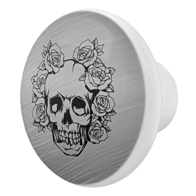 Pomo De Cerámica cráneo con los rosas (Derecha)