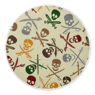 Pomo De Cerámica Cráneos del pirata con las espadas cruzadas