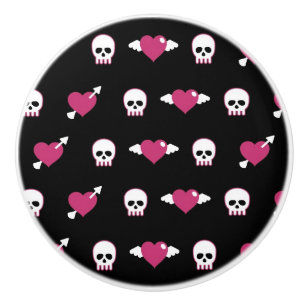 Pomo De Cerámica Cráneos y corazones