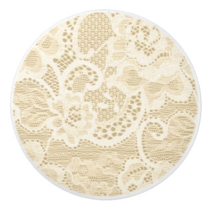 Pomo De Cerámica Cream Lace Lacy Floral Lingerie Dresser