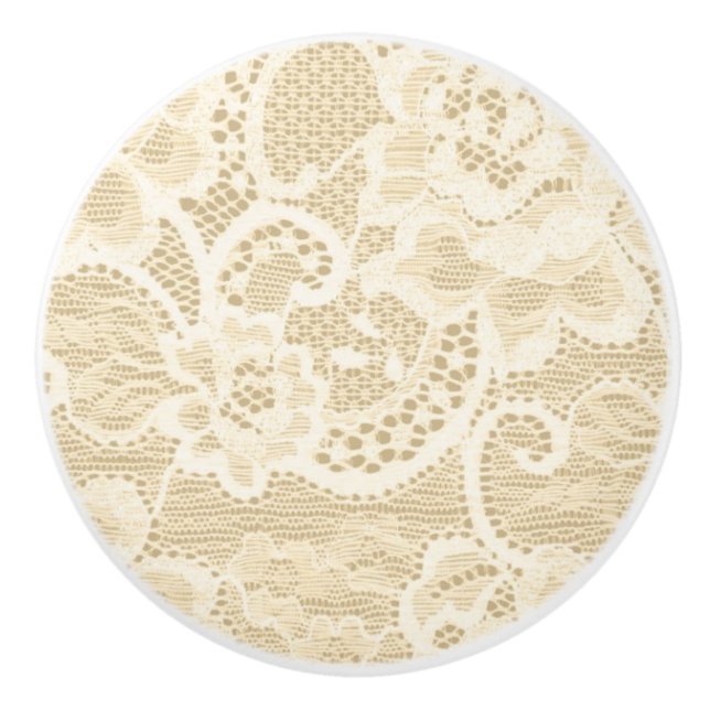 Pomo De Cerámica Cream Lace Lacy Floral Lingerie Dresser (Anverso)