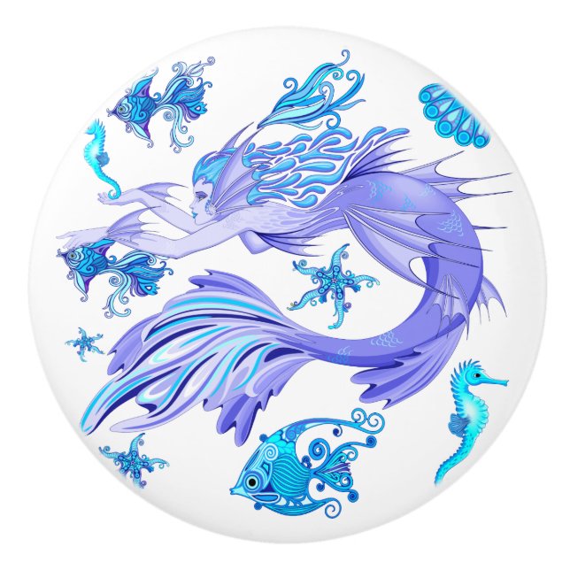 Pomo De Cerámica Creatividad de hadas púrpura de Sirena (Anverso)