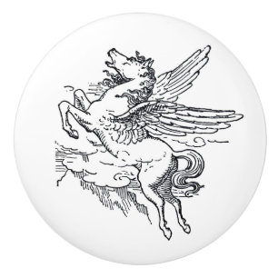 Pomo De Cerámica Criatura mítica de Pegaso