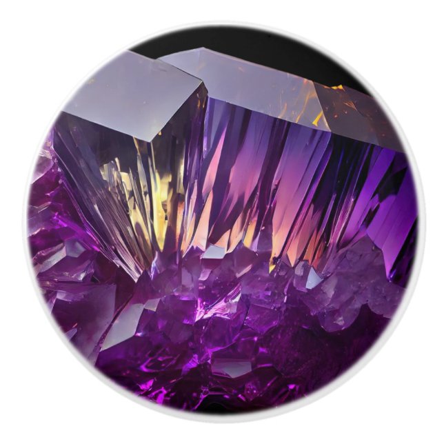 Pomo De Cerámica Cristal Amethyst Jewel Ceramic Knob (Anverso)