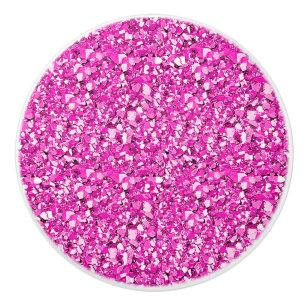 Pomo De Cerámica Cristal de Druzy - rosa del fucsia