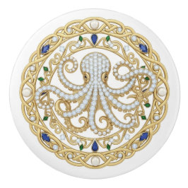 Pomo De Cerámica Cristal de oro Océano Pulpo gráfico 2D gema