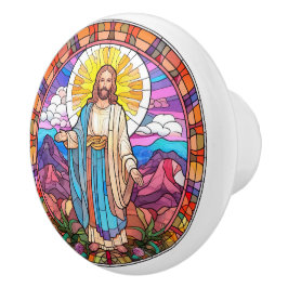 Pomo De Cerámica Cristal falso y elegante religioso Jesús